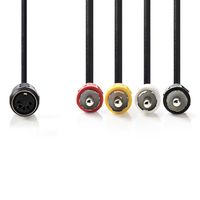 Nedis DIN-Audiokabel | DIN 5-Pins Female | 4x RCA Male | 0.2 m | 1 stuks - CAGP20475BK02 CAGP20475BK02 - thumbnail