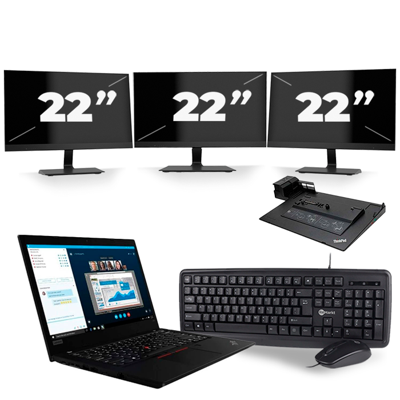 Lenovo ThinkPad L490 - Intel Core i5-8e Generatie - 14 inch - 16GB RAM - 256GB SSD - Windows 11 + 3x 22 inch Monitor