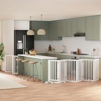 VidaXL Hondenhek inklapbaar met deur 12 panelen 600cm populierhout wit