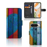 Google Pixel 9 | 9 Pro | Book Style Case | Wood Heart - Cadeau voor je Vriend | Portemonnee hoesje