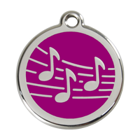 Music Purple roestvrijstalen hondenpenning large/groot dia. 3,8 cm - RedDingo