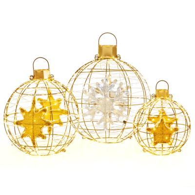 3 Voorverlichte Lantaarnballen Hangende Kerstdecoratie 732 Heldere LED-Lampjes Feestelijke Decoraties voor Binnen en Buiten