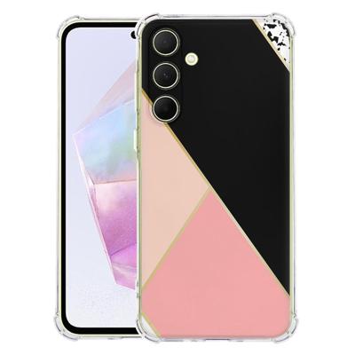 Samsung Galaxy A56 Hoesje - Zwart Roze Vormen TPU Antishock Samsung Galaxy A56 Hoesje - Zwart Roze Vormen TPU Antishock