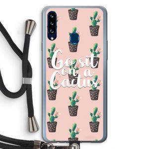 Cactus quote: Samsung Galaxy A20s Transparant Hoesje met koord