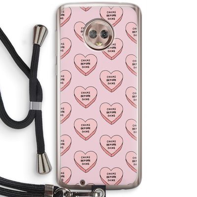Chicks before dicks: Motorola Moto G6 Transparant Hoesje met koord
