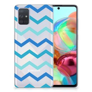 Samsung Galaxy A71 TPU bumper Zigzag Blauw