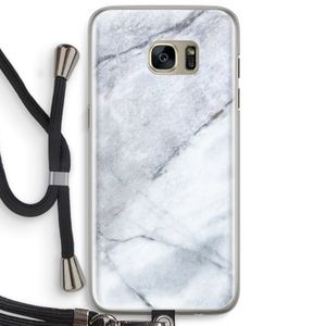 Witte marmer: Samsung Galaxy S7 Edge Transparant Hoesje met koord
