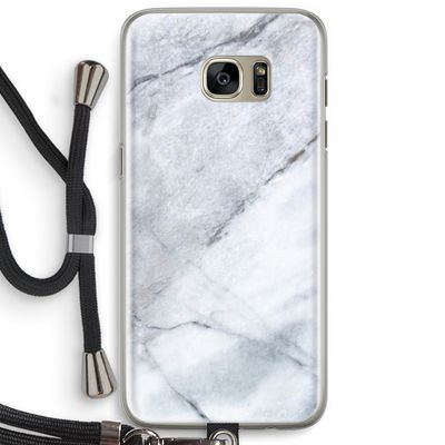 Witte marmer: Samsung Galaxy S7 Edge Transparant Hoesje met koord