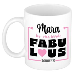 Naam mok Mara - wit - Fabulous - keramiek - 300 ml - cadeau collega beker