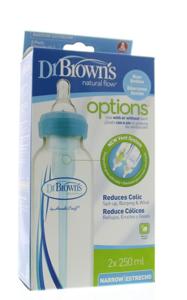 Dr Brown's Standaardfles 250ml duo blauw options (2 st)