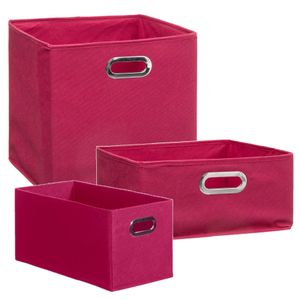 Set van 3x stuks opbergmanden/kastmanden 7/14/29 liter framboos roze van linnen 31 cm