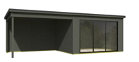 Blokhut Pernilla 385x295 Aanbouw Green Grey - Outdoor life
