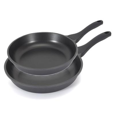 Koekenpan/hapjespan Cast Iron - 2x - Alle warmtebronnen - Zwart - 24 en 28 cm - gietijzer
