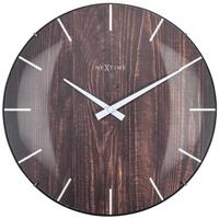 NeXtime - Stille Wandklok - 35cm - Bol Glas- Bruin - &apos;Edge Wood Dome&apos;