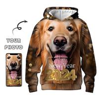 dierenhond heren dagelijkse 3d-print hoodie nieuwjaarsvakantie uitgaan hoodies op maat gemaakte rode print met lange mouwen en capuchon lenteamp; herfst designer sweatshirt met capuchon Lightinthebox - thumbnail