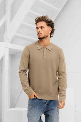 Pure Path Braided Structure Knit Polo Heren Beige - Maat XL - Kleur: Taupe | Soccerfanshop