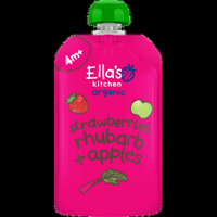 Ella&apos;s Kitchen Aardbeien, rabarber + appels 4+ biologisch 120 g bij Jumbo