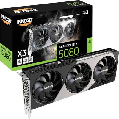 Inno 3D Nvidia RTX 5080 Videokaart X3 16GB G 16 GB GDDR7-RAM PCIe x16 HDMI 2.1, DisplayPort 2.1 NVIDIA G-Sync , Overclocked