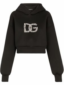 Dolce & Gabbana hoodie crop à logo DG - Noir