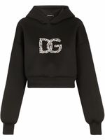 Dolce & Gabbana hoodie crop à logo DG - Noir - thumbnail