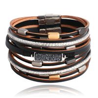 Multilayer Armband echt Leer - Zwart