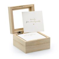 Gastenboek/huwelijksadvies box - Bruiloft - incl. 100 wensbriefjes - hout/wit - 10 x 6 cm