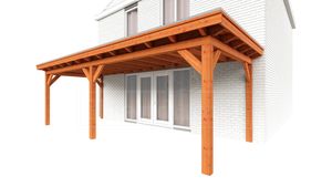 Trendhout Aanbouwveranda Lucca 790x325 cm - Plat dak- - Onbehandeld lariks Douglas hout- Trendhout