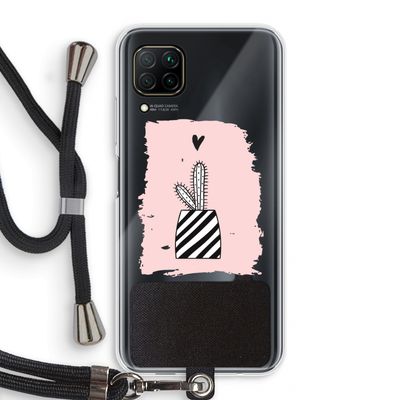 Zwart-wit cactus: Huawei P40 Lite Transparant Hoesje met koord
