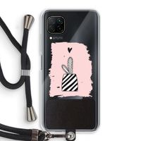Zwart-wit cactus: Huawei P40 Lite Transparant Hoesje met koord Zwart-wit cactus: Huawei P40 Lite Transparant Hoesje met koord