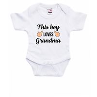 This boy loves grandma cadeau baby rompertje wit jongens - thumbnail