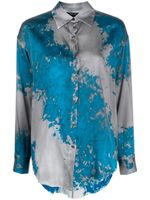 Avant Toi Blouse met abstracte print - Blauw - thumbnail