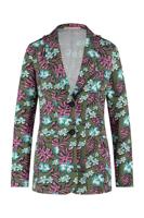 Joni flower jacquard uniform blazer - army/pink - 08555
