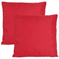 Buiten of tuin sier kussens - 2x - rood - 45 x 45 cm - binnen/buiten - tuinbank - thumbnail