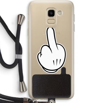 Middle finger white: Samsung Galaxy J6 (2018) Transparant Hoesje met koord