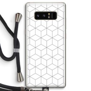 Zwart-witte kubussen: Samsung Galaxy Note 8 Transparant Hoesje met koord