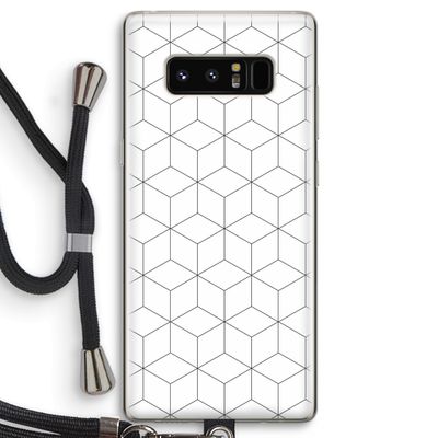 Zwart-witte kubussen: Samsung Galaxy Note 8 Transparant Hoesje met koord