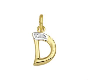 TFT Bedel Letter D Diamant 0.005 Ct. Goud