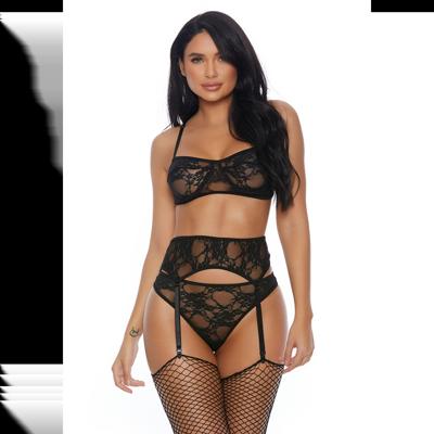 Forplay Lace Me Down - Beha, Kousenband en Slip - XL