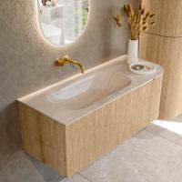 Badmeubel Mondiaz Kurve-Dlux | 115 cm | Meubelkleur Oak | Wastafelkleur Meli | Solid surface | Wasbak linker zijde spoelbak | Zonder kraangat(en) Badmeubel Mondiaz Kurve-Dlux | 115 cm | Meubelkleur Oak | Wastafelkleur Meli | Solid surface | Wasbak linker zijde spoelbak | Zonder kraangat(en)