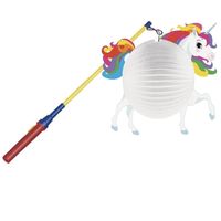 Eenhoorn bol lampion 25 cm met lampionstokje