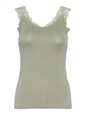 Hemdje met kant - Lace Top - Barbera - Viscose kanten onderhemd - Singlet met brede bandjes - Zwart - Huidskleur - Wit - Lingerie top
