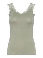 Hemdje met kant - Lace Top - Barbera - Viscose kanten onderhemd - Singlet met brede bandjes - Zwart - Huidskleur - Wit - Lingerie top