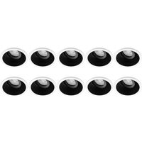 Spot Armatuur 10 Pack - Pragmi Zano Pro - GU10 Inbouwspot - Rond - Zwart/Wit - Aluminium - Kantelbaar - Ø93mm