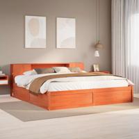 Bedframe zonder matras massief grenenhout wasbruin 180x200 cm