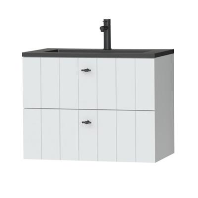 Tiger Maryport Meubelset 80 cm met 2 lades Mat wit incl Quadro wastafel Mat zwart - 1496018912