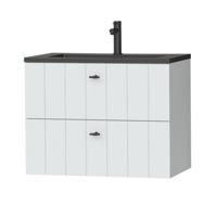 Tiger Maryport Meubelset 80 cm met 2 lades Mat wit incl Quadro wastafel Mat zwart - 1496018912