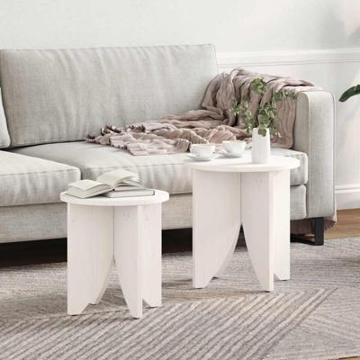 Salontafel 2 pcs Wit 41.5 x 41.5 x 44 cm Massief grenenhout