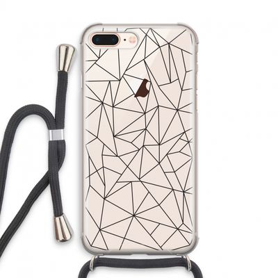Geometrische lijnen zwart: iPhone 8 Plus Transparant Hoesje met koord