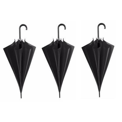 Automatische paraplu - 3x - zwart - dia 107 cm - 82 cm lang - regen - polyester/metaal Automatische paraplu - 3x - zwart - dia 107 cm - 82 cm lang - regen - polyester/metaal
