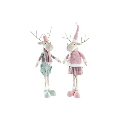 Kerstversiering DKD Home Decor Rendier Polyester (20 x 17 x 60 cm) (2 Stuks)